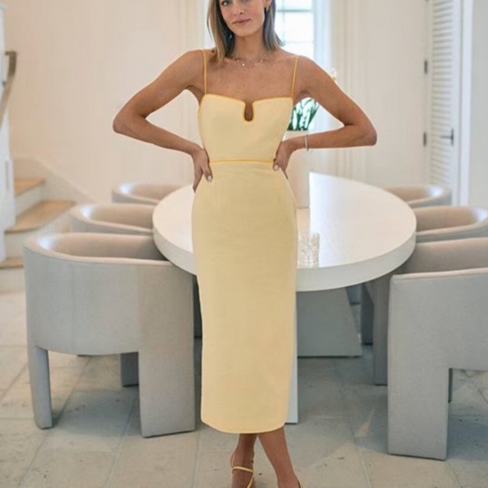 ANTONIO MELANI Light Yellow Midi Dress